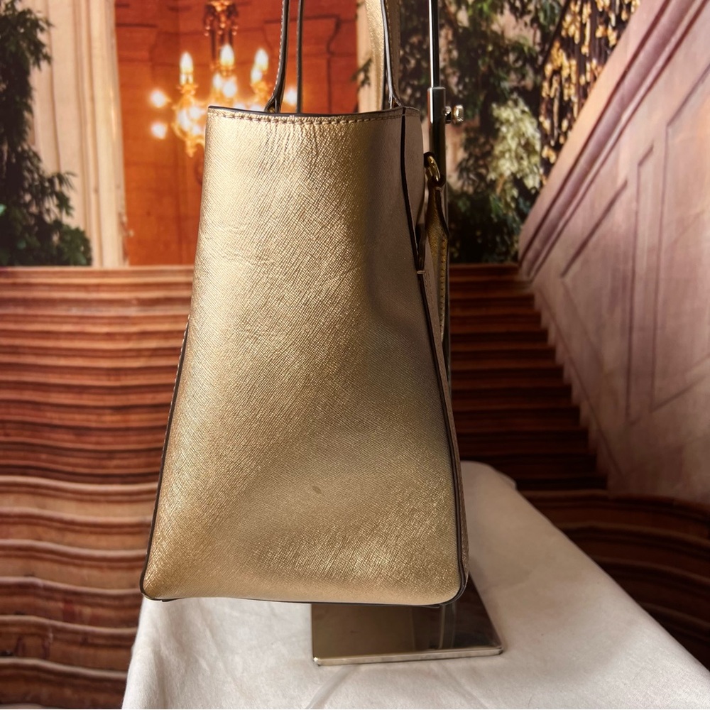 Michael Kors Metallic Gold Saffiano Shoulder Tote - Picture 4 of 15